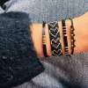 Satijn armbandje met ringen - zwart/goud - Afbeelding 3