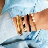 Satijn armbandje met ringen - zwart/goud - Afbeelding 2